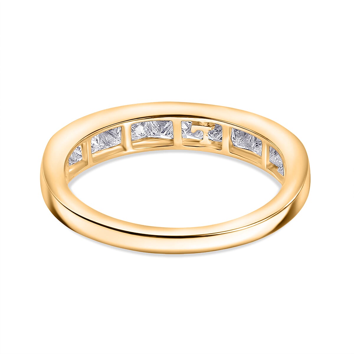 Luxuriant Square Cut Lab Grown Diamond (VS-EF) Band Ring in 18K Vermeil Yellow Gold Plated Sterling Silver 1.06 Ct.