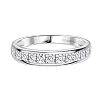 LUXURIANT 1 Ct. Lab Grown Diamond Band Ring in Rhodium Overlay Sterling Silver