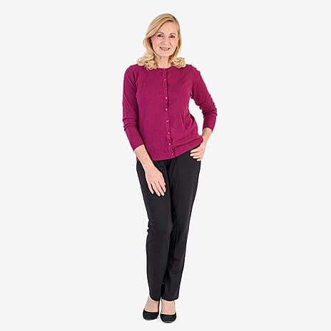 Pure And Natural Crew Neck Cardigans (Size 12) - Mulberry