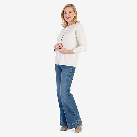 Pure And Natural Crew Neck Cardigans (Size 12) - Ivory