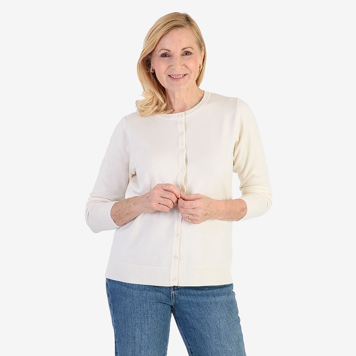 Pure And Natural Crew Neck Cardigans (Size 18) - Ivory