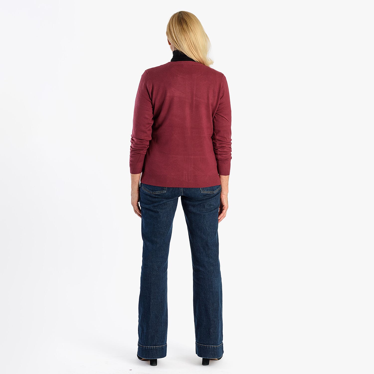 Pure And Natural Crew Neck Cardigan (Size 16) - Burgandy