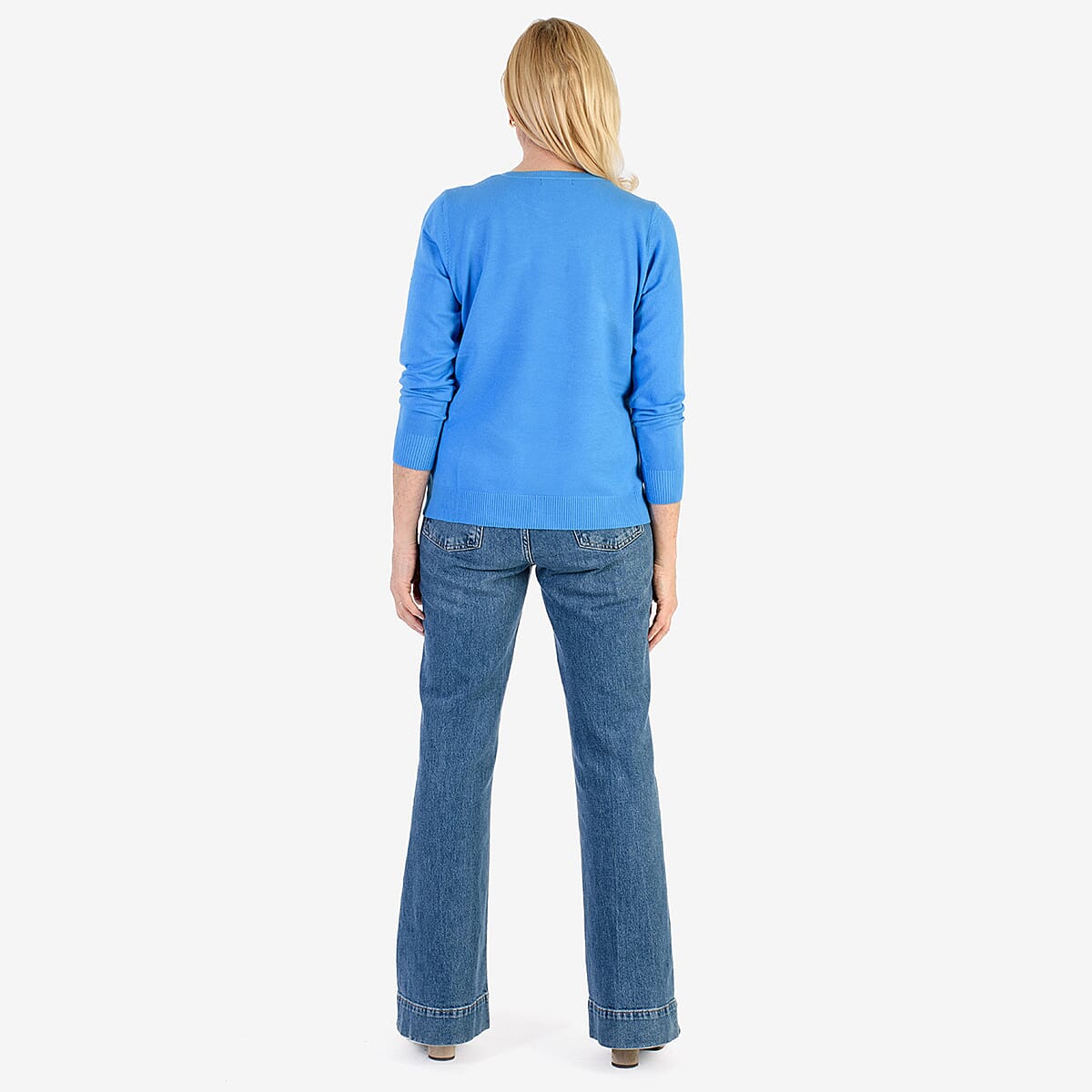 Pure And Natural Crew Neck Cardigans (Size 10) - Flora Blue