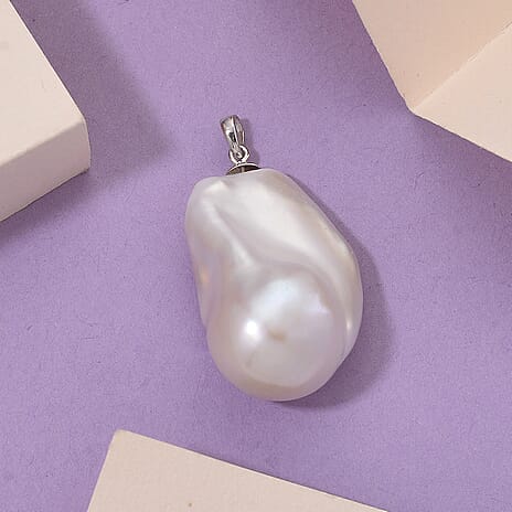 RHAPSODY-950 Platinum AAAA White Baroque Pearl Pendant
