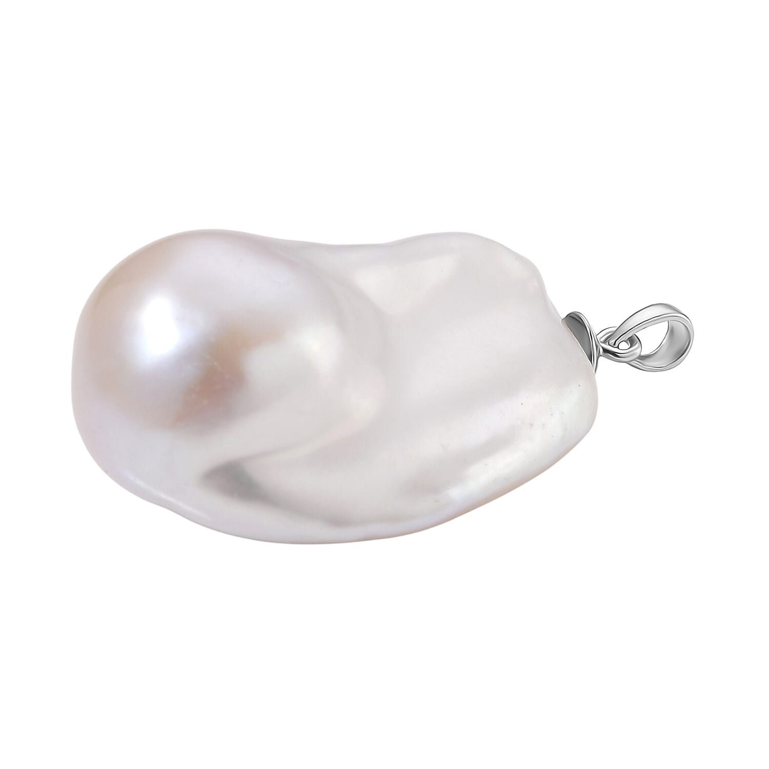 RHAPSODY-950 Platinum AAAA White Baroque Pearl Pendant