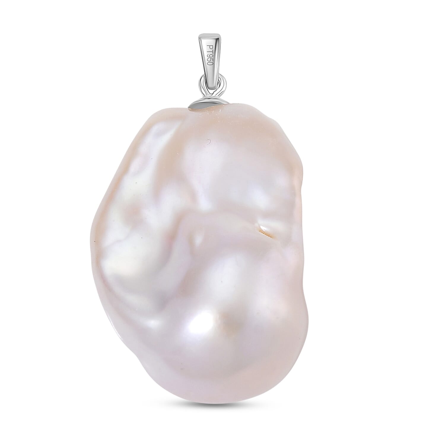 RHAPSODY-950 Platinum AAAA White Baroque Pearl Pendant