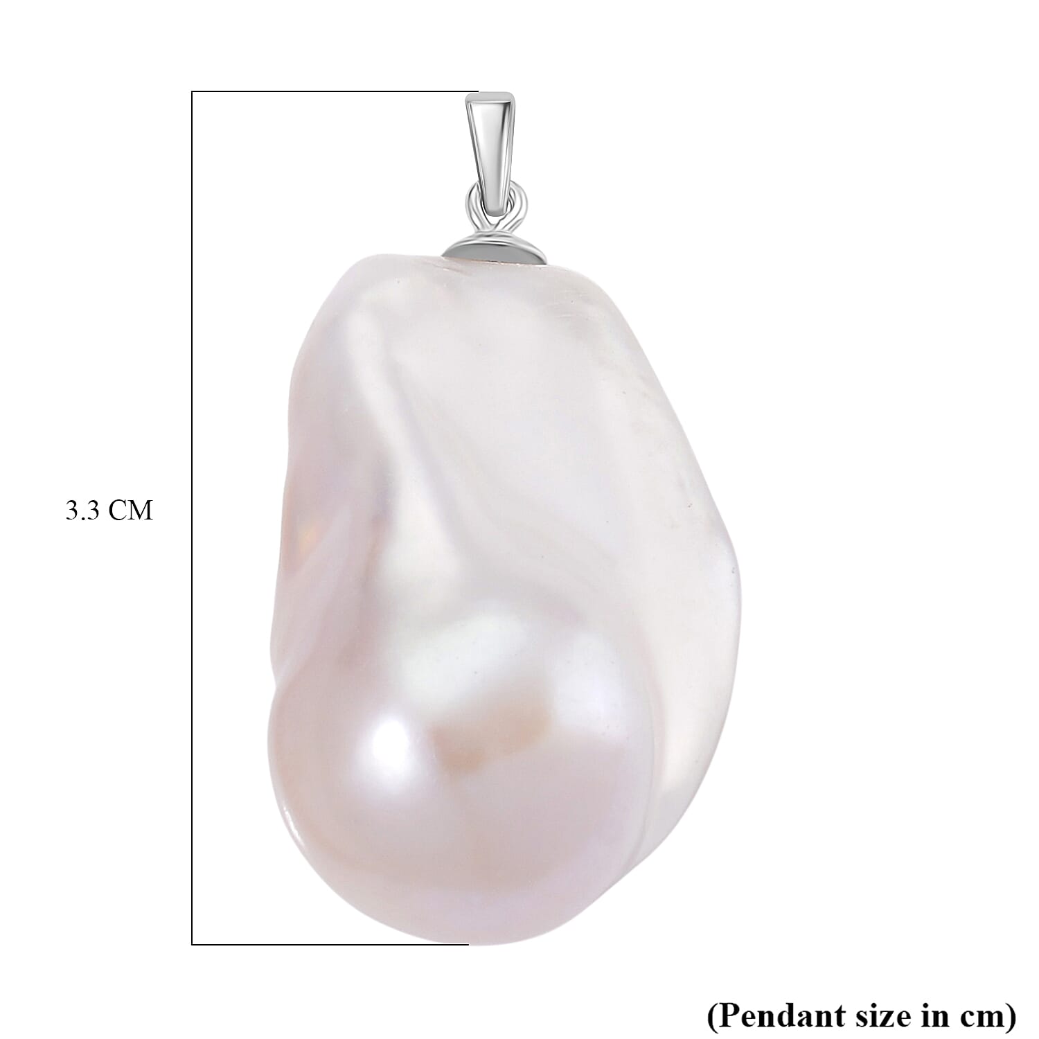 RHAPSODY-950 Platinum AAAA White Baroque Pearl Pendant