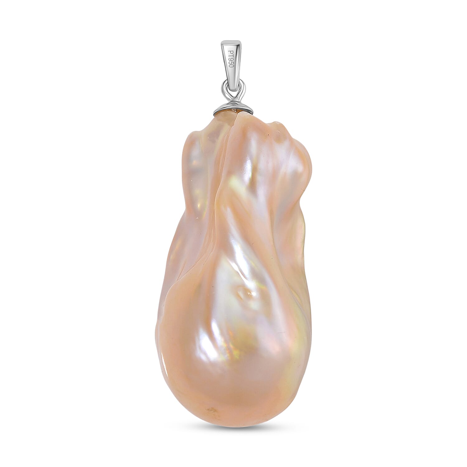RHAPSODY - 950 Platinum AAAA Golden Baroque Pearl Pendant