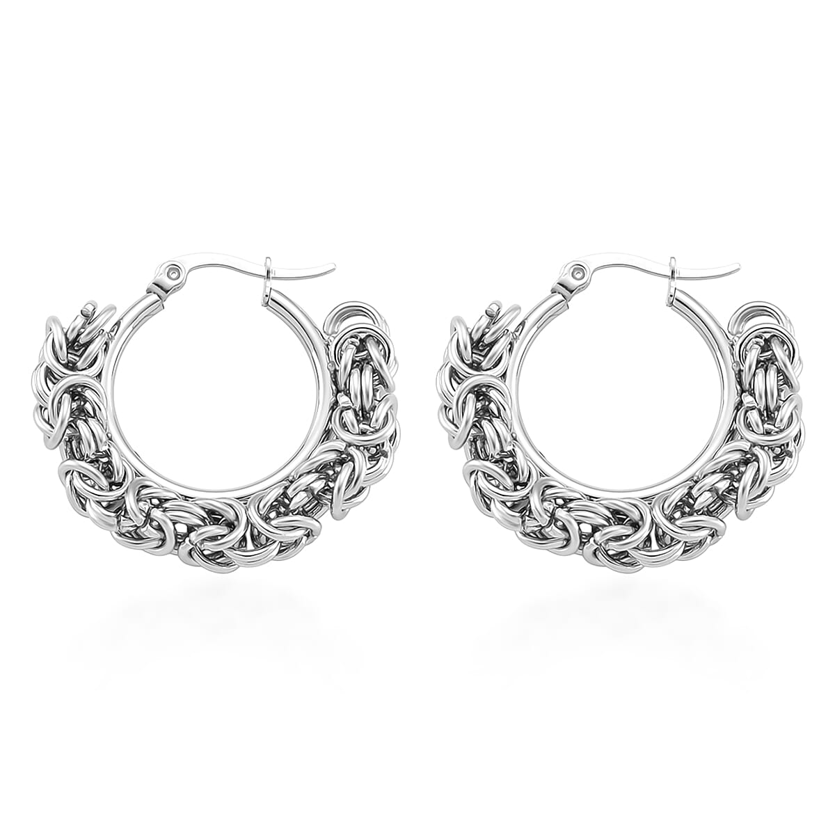 Half Hoop Byzantine Earring in White Tone