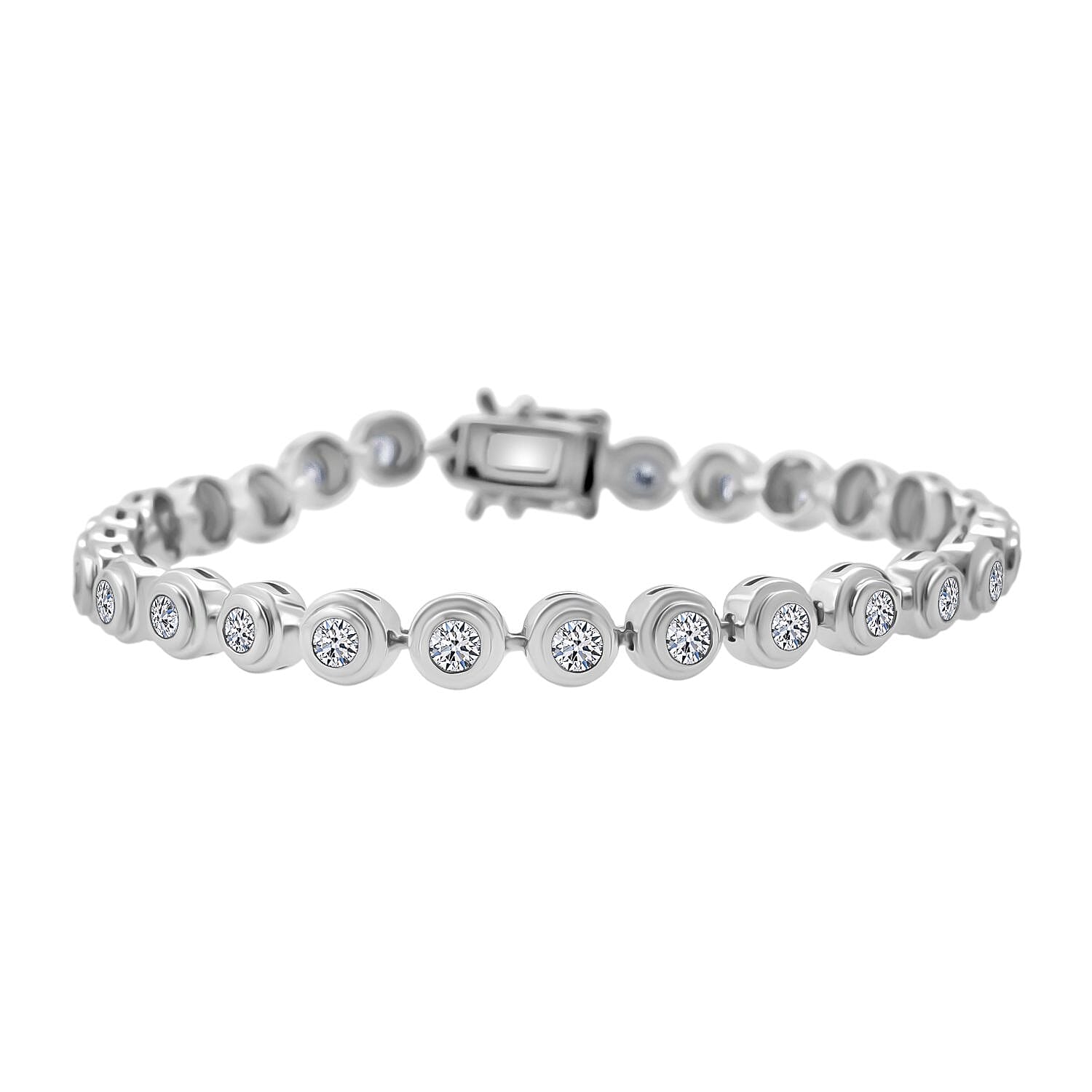 Luxuriant Lab Grown Diamond (SI-GH) Bracelet (Size 7.5) in Rhodium Overlay Sterling Silver 3.30 Ct, Silver Wt. 12.60 Gms.