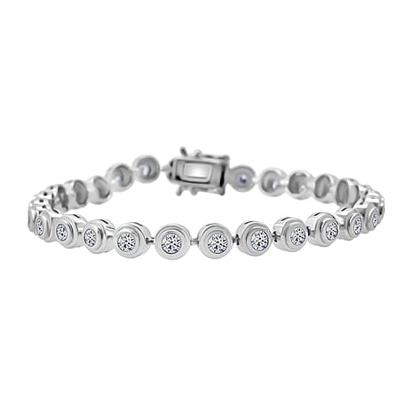 Luxuriant Lab Grown Diamond (SI-GH) Bracelet (Size 7.5) in Rhodium Overlay Sterling Silver 3.30 Ct, Silver Wt. 12.60 Gms.