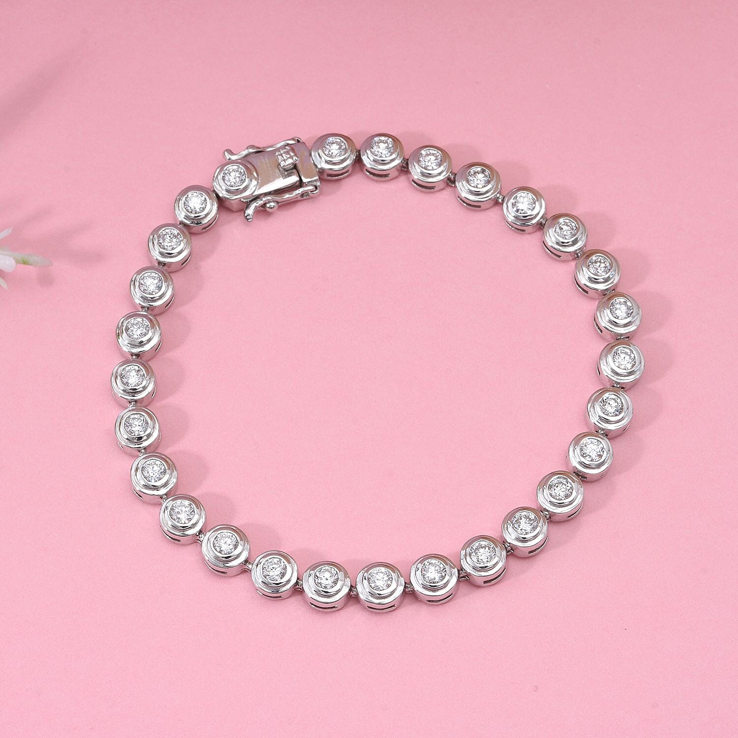 Luxuriant Lab Grown Diamond (SI-GH) Bracelet (Size 7.5) in Rhodium Overlay Sterling Silver 3.30 Ct, Silver Wt. 12.60 Gms.