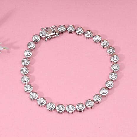 Luxuriant Lab Grown Diamond (SI-GH) Bracelet (Size 7.5) in Rhodium Overlay Sterling Silver 3.30 Ct, Silver Wt. 12.60 Gms.