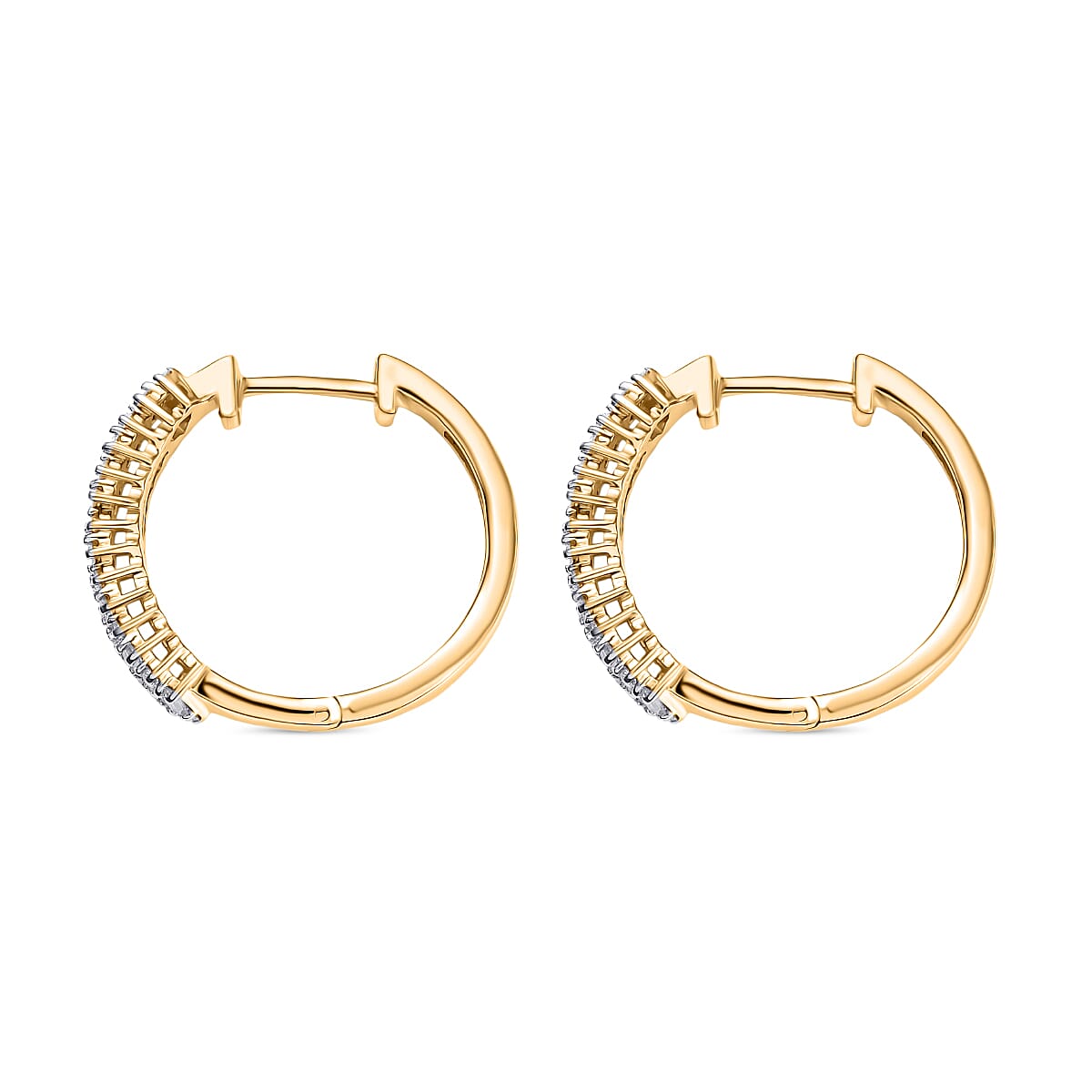 D'Joy Moissanite Firecracker Cluster Hoop Earrings in 18K Yellow Gold Plating Sterling Silver