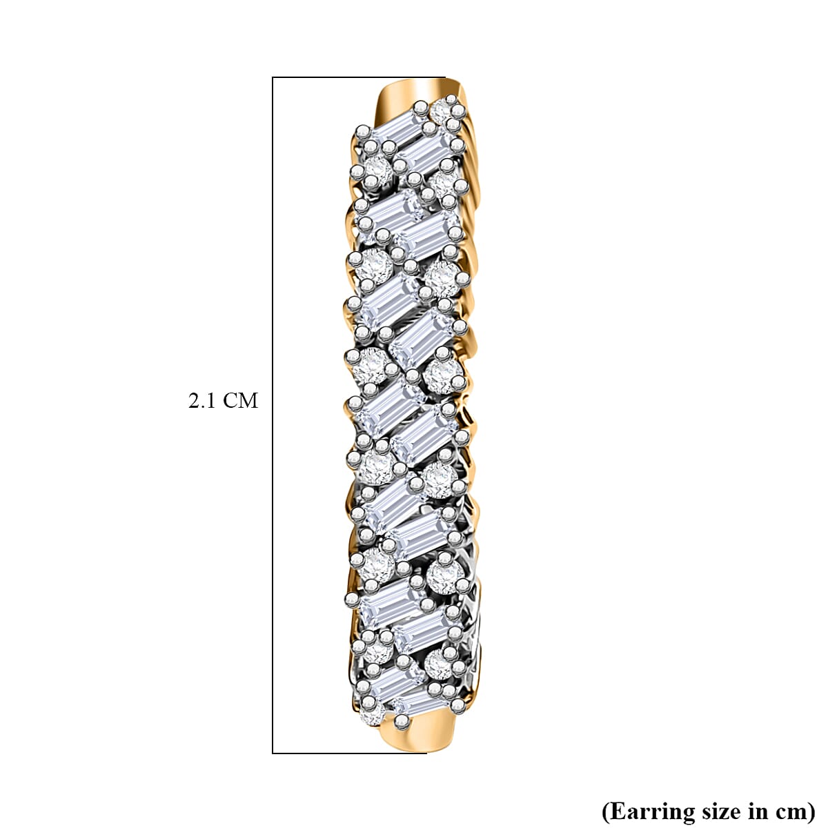 D'Joy Moissanite Firecracker Cluster Hoop Earrings in 18K Yellow Gold Plating Sterling Silver