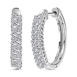 D'Joy Moissanite Firecracker Cluster Hoop Earrings in Platinum Overlay Sterling Silver