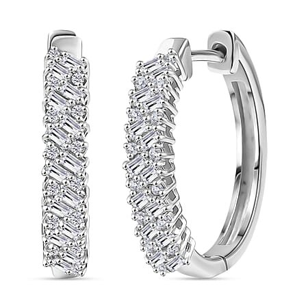 D'Joy Moissanite Firecracker Cluster Hoop Earrings in Platinum Overlay Sterling Silver