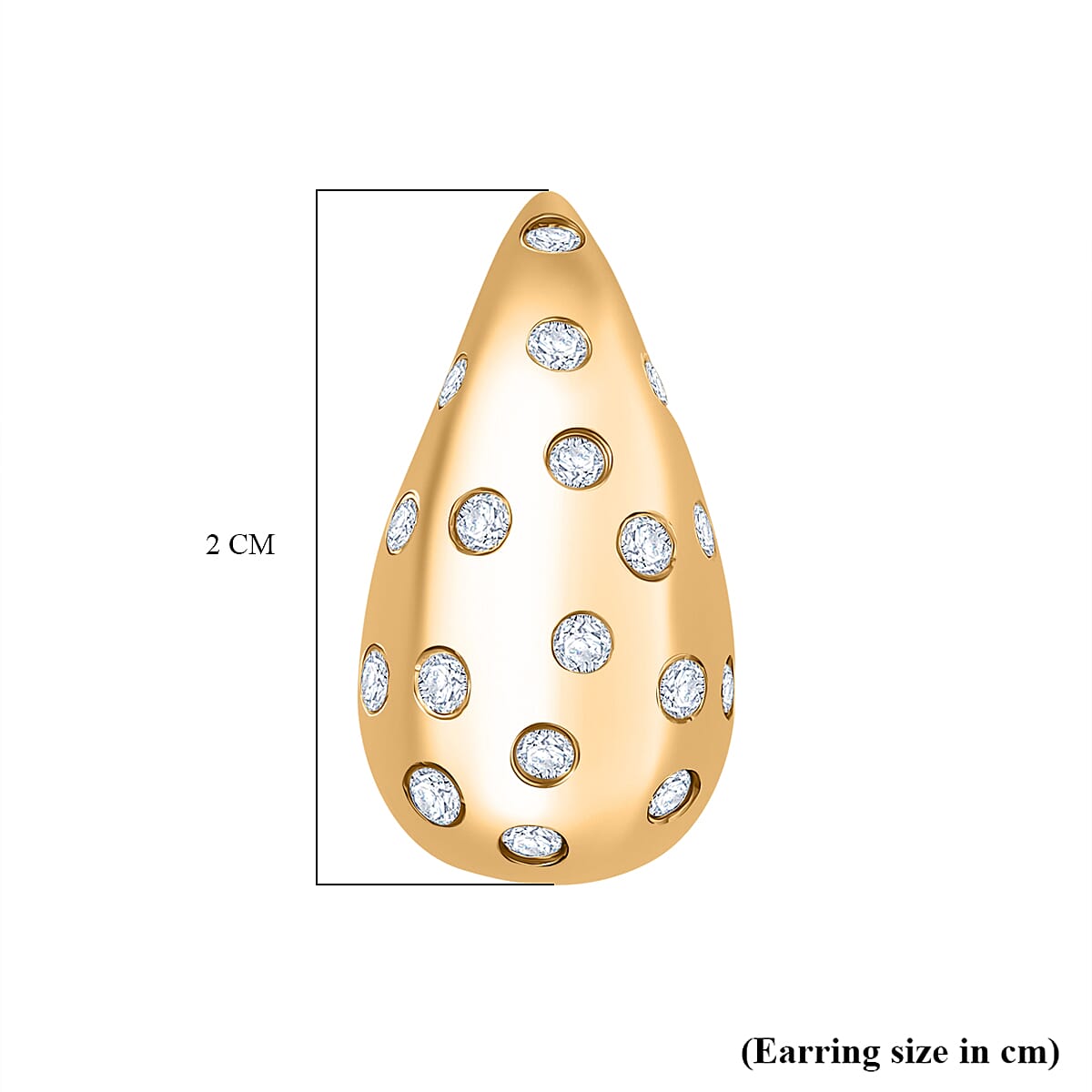 D'Joy Moissanite Earring with Push Back in 18K Vermeil Yellow Gold Plated Sterling Silver, Silver Wt. 6.11 Gms.
