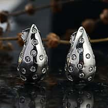 D'Joy Moissanite Earring with Push Back in Platinum Overlay Sterling Silver.