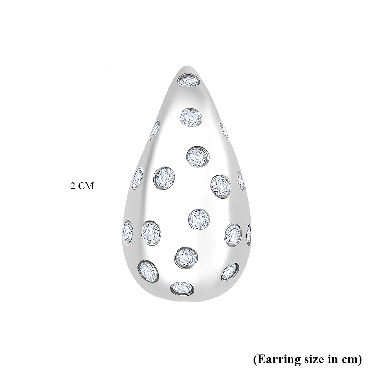 D'Joy Moissanite Earring with Push Back in Platinum Overlay Sterling Silver.