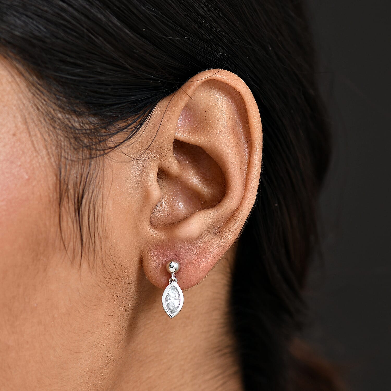 D'Joy Moissanite Dangling Earrings in Platinum Overlay Sterling Silver