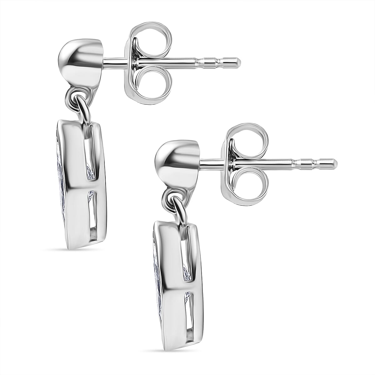 D'Joy Moissanite Dangling Earrings in Platinum Overlay Sterling Silver