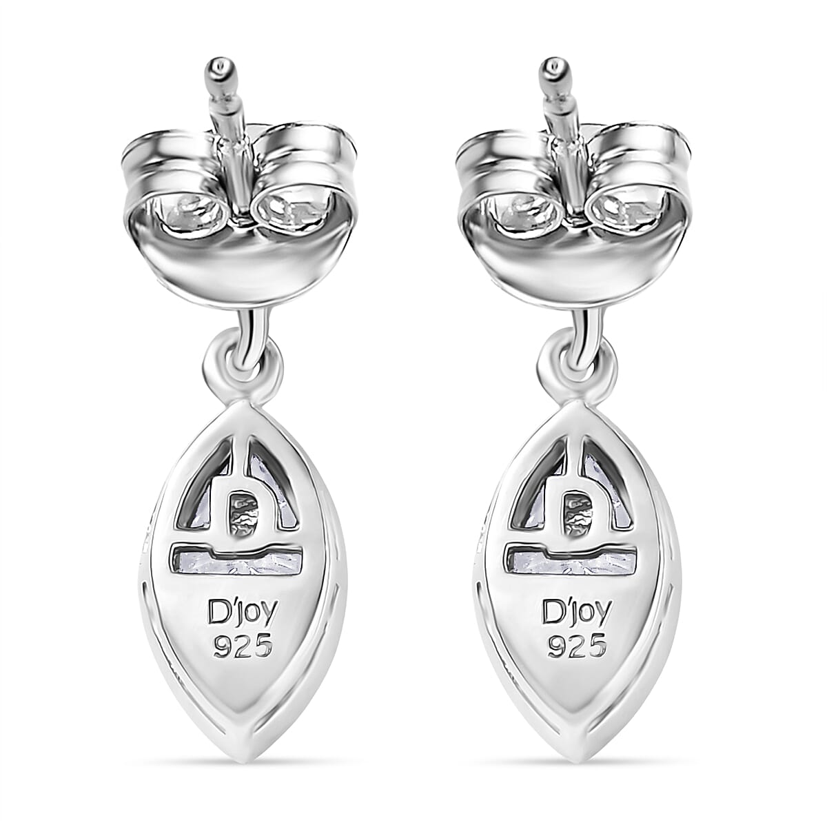 D'Joy Moissanite Dangling Earrings in Platinum Overlay Sterling Silver