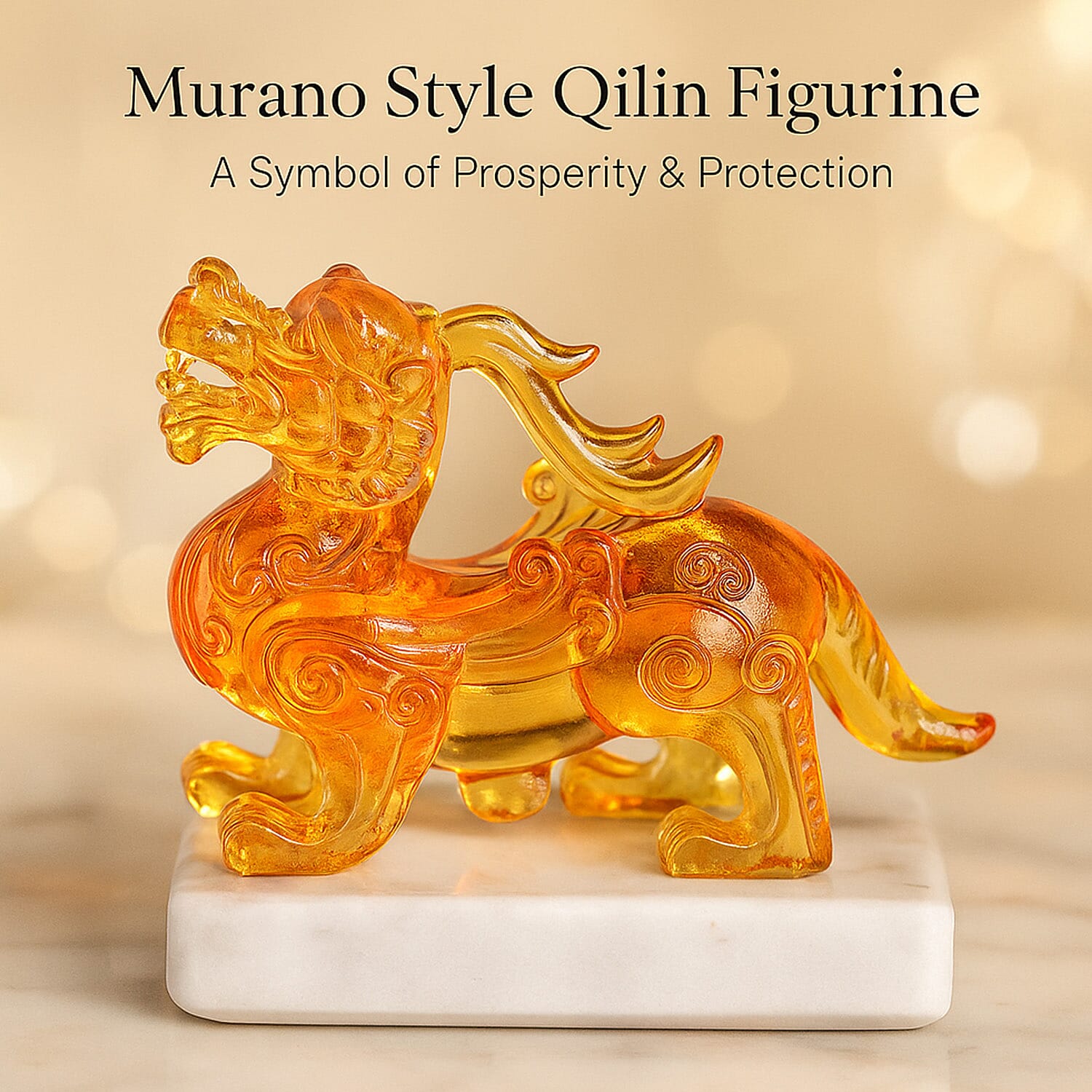 Golden Colour Murano Style Glass Figurine 370.00 Ct.