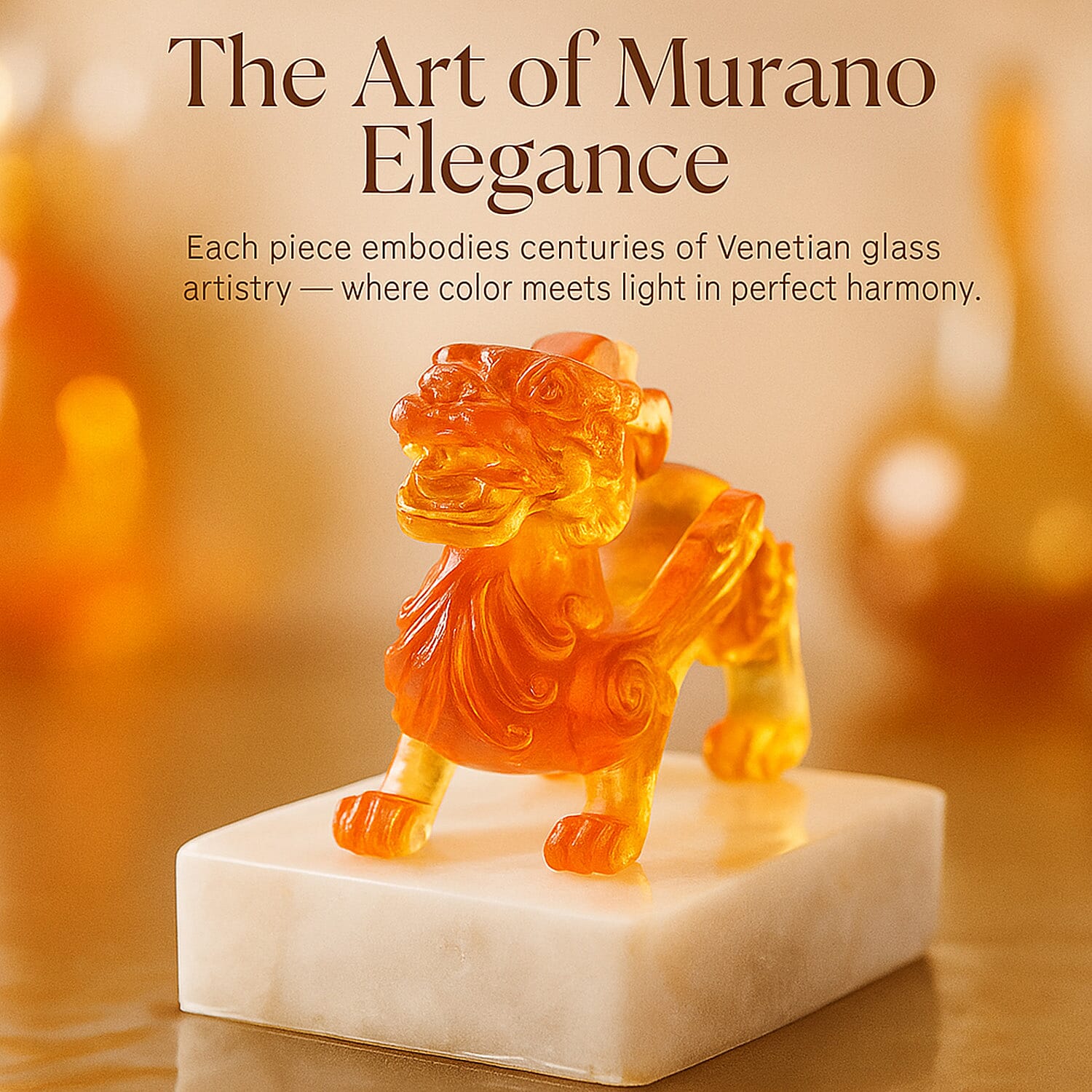 Golden Colour Murano Style Glass Figurine 370.00 Ct.