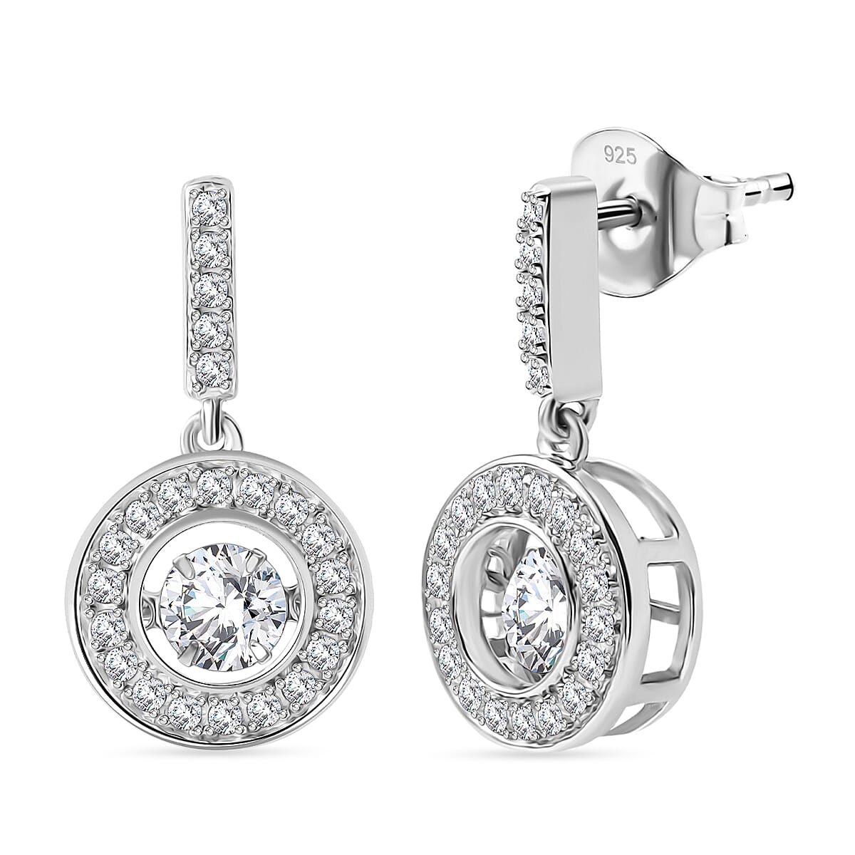 D'Joy Moissanite Dangling Earring in Platinum Overlay Sterling Silver 1.31 Ct.