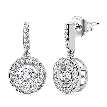 D'Joy Moissanite Dangling Earring in Platinum Overlay Sterling Silver 1.31 Ct.