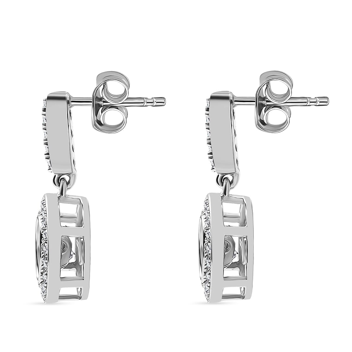 D'Joy Moissanite Dangling Earring in Platinum Overlay Sterling Silver 1.31 Ct.