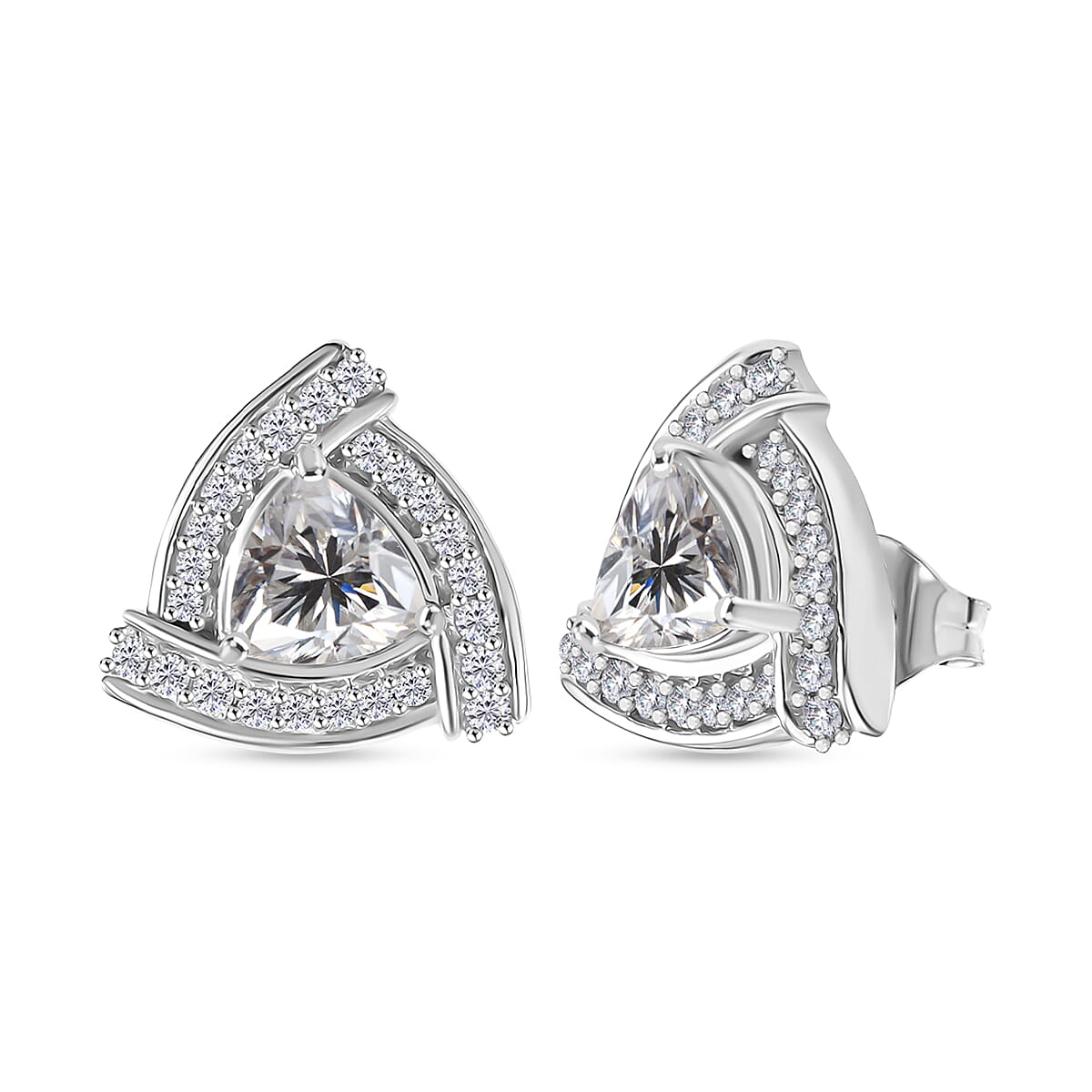 D'Joy Moissanite Earring in Platinum Overlay Sterling Silver 2.03 Ct.