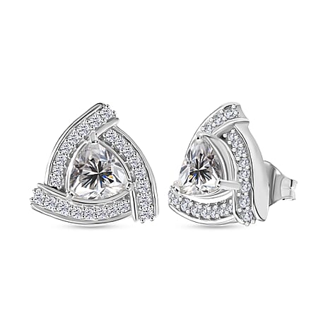 D'Joy Moissanite Earring in Platinum Overlay Sterling Silver 2.03 Ct.