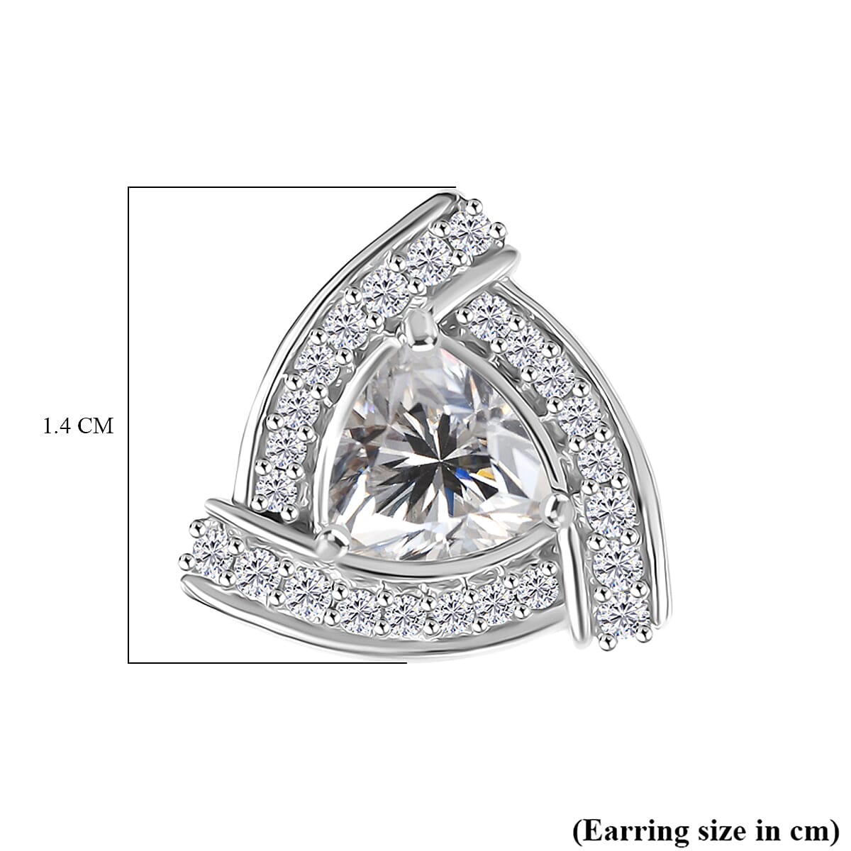 D'Joy Moissanite Earring in Platinum Overlay Sterling Silver 2.03 Ct.