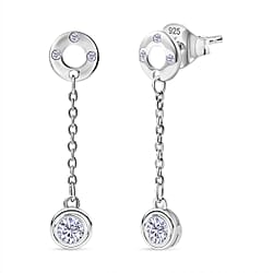D'joy Moissanite Drop;Dangle earring in Platinum Sterling Silver