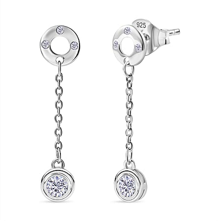 D'Joy Moissanite Earring with Push Back in Platinum Overlay Sterling Silver