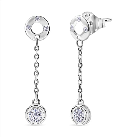 D'Joy Moissanite Earring with Push Back in Platinum Overlay Sterling Silver