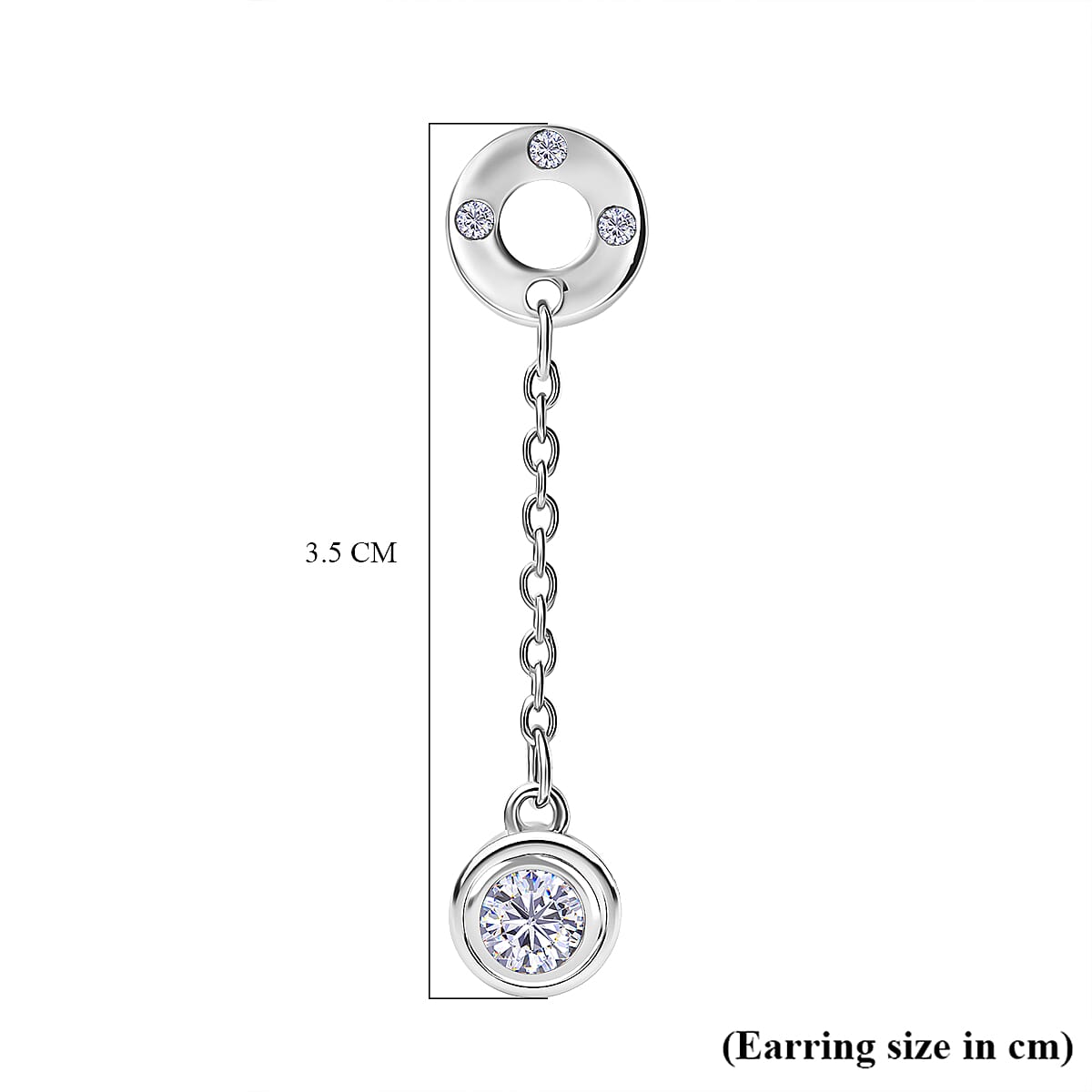 D'Joy Moissanite Earring with Push Back in Platinum Overlay Sterling Silver