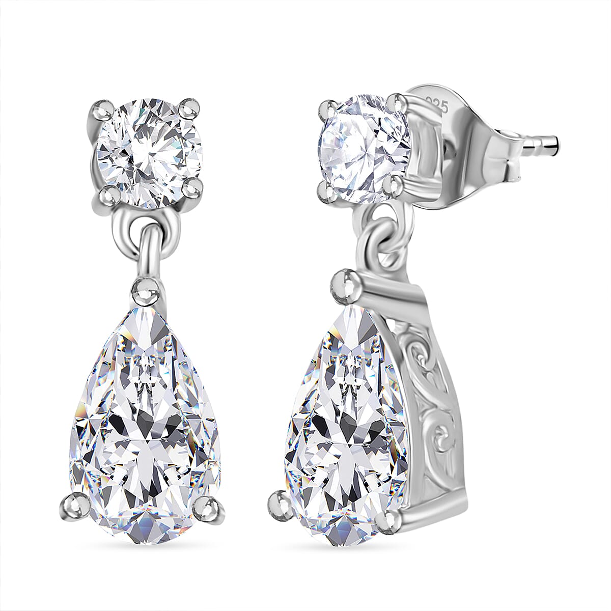 D'Joy Moissanite Dangling Earring in Platinum Overlay Sterling Silver 1.88 Ct.