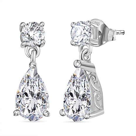 D'Joy Moissanite Dangling Earring in Platinum Overlay Sterling Silver 1.88 Ct.