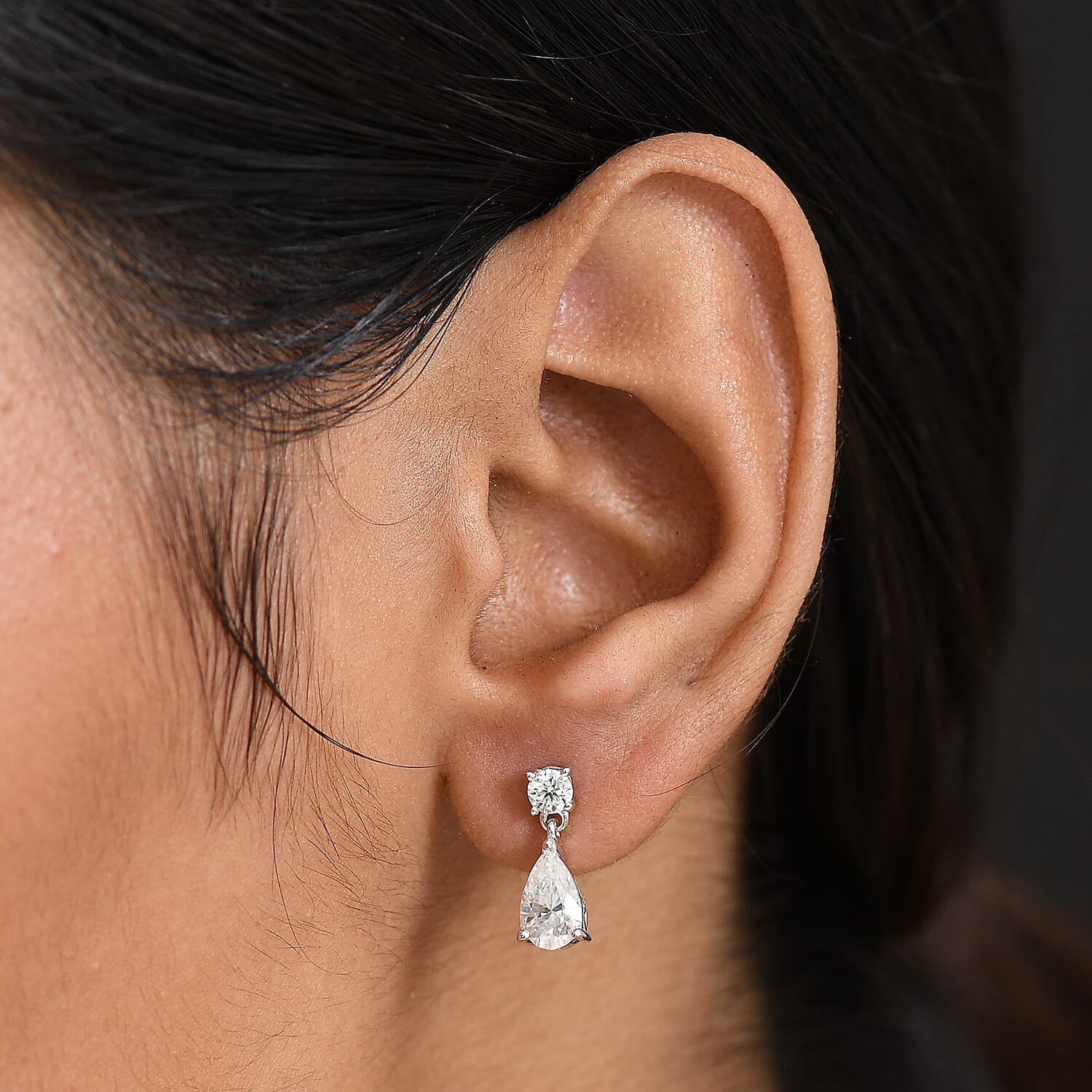 D'Joy Moissanite Dangling Earring in Platinum Overlay Sterling Silver 1.88 Ct.