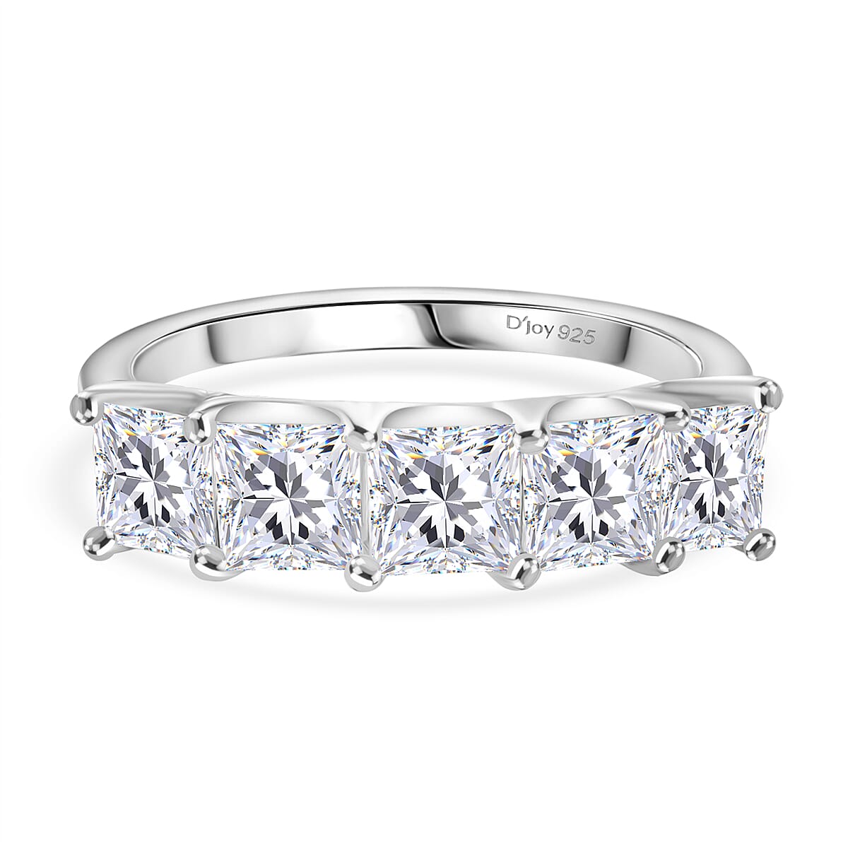 D'Joy Moissanite Ring in Platinum Overlay Sterling Silver 1.79 Ct.