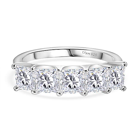 D'Joy Moissanite Ring in Platinum Overlay Sterling Silver 1.79 Ct.