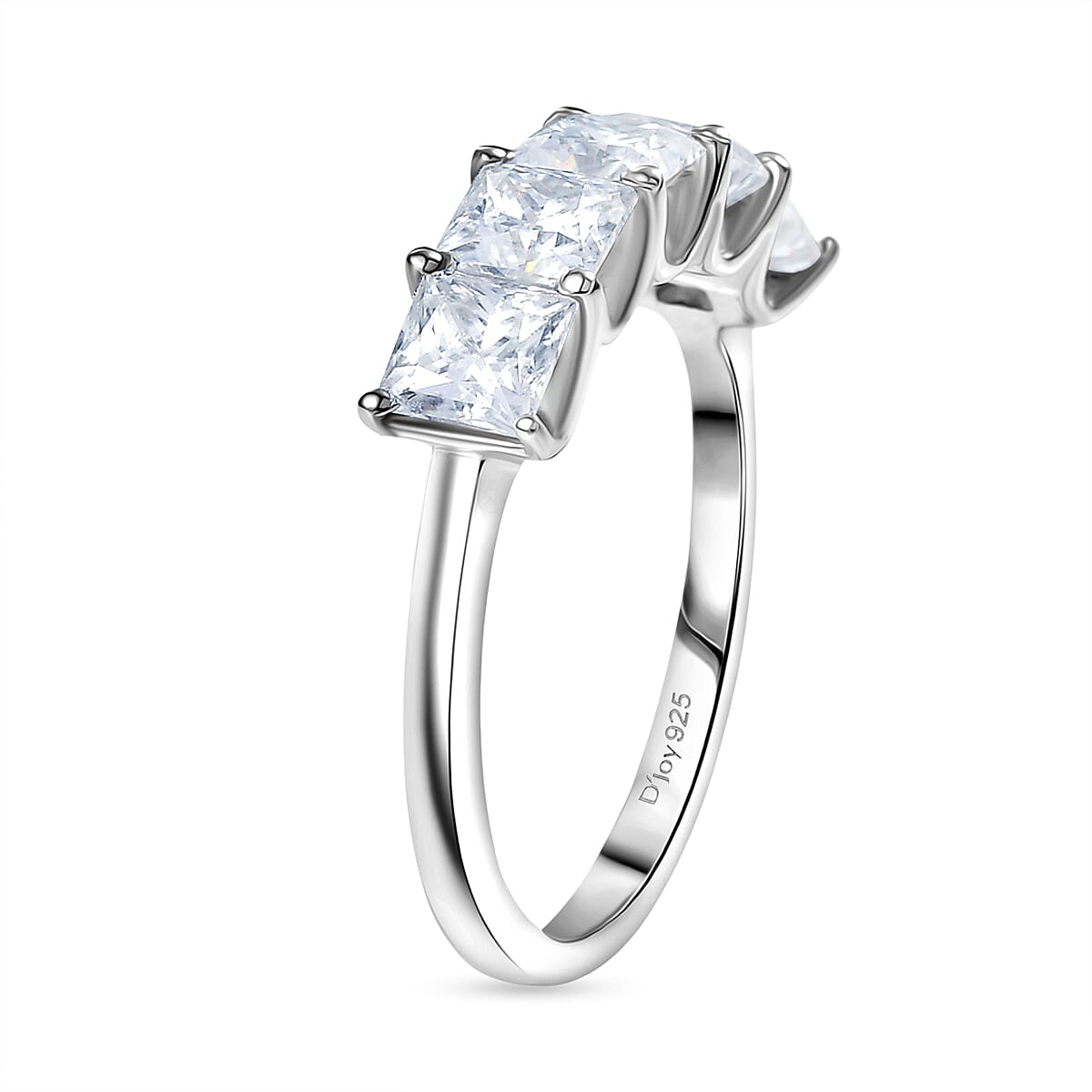 D'Joy Moissanite Ring in Platinum Overlay Sterling Silver 1.79 Ct.