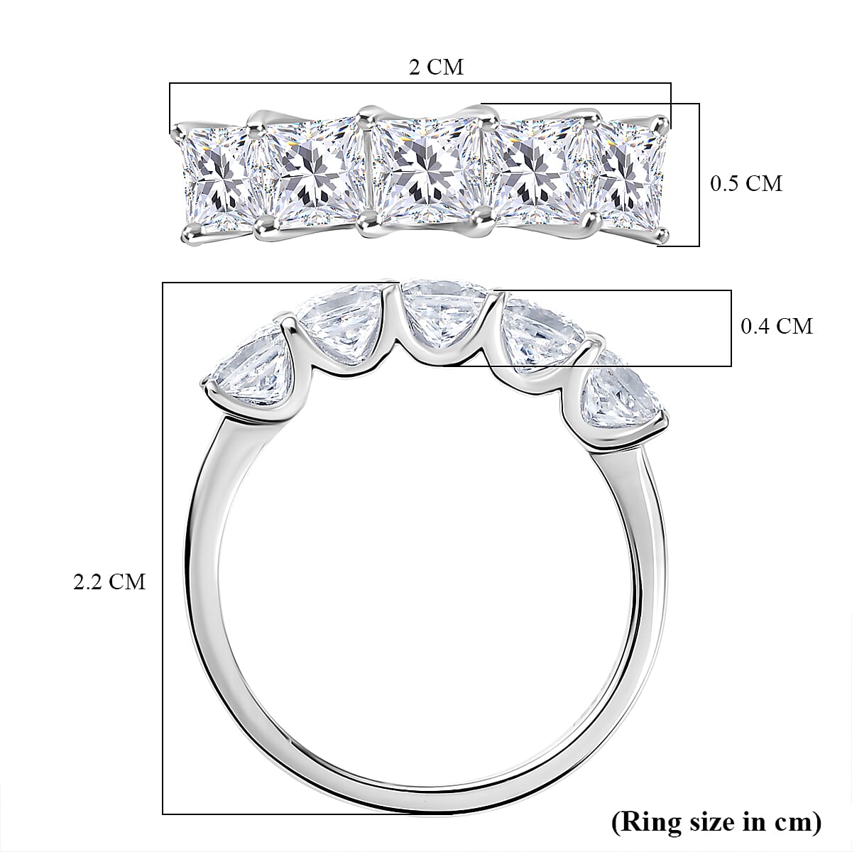 D'Joy Moissanite Ring in Platinum Overlay Sterling Silver 1.79 Ct.