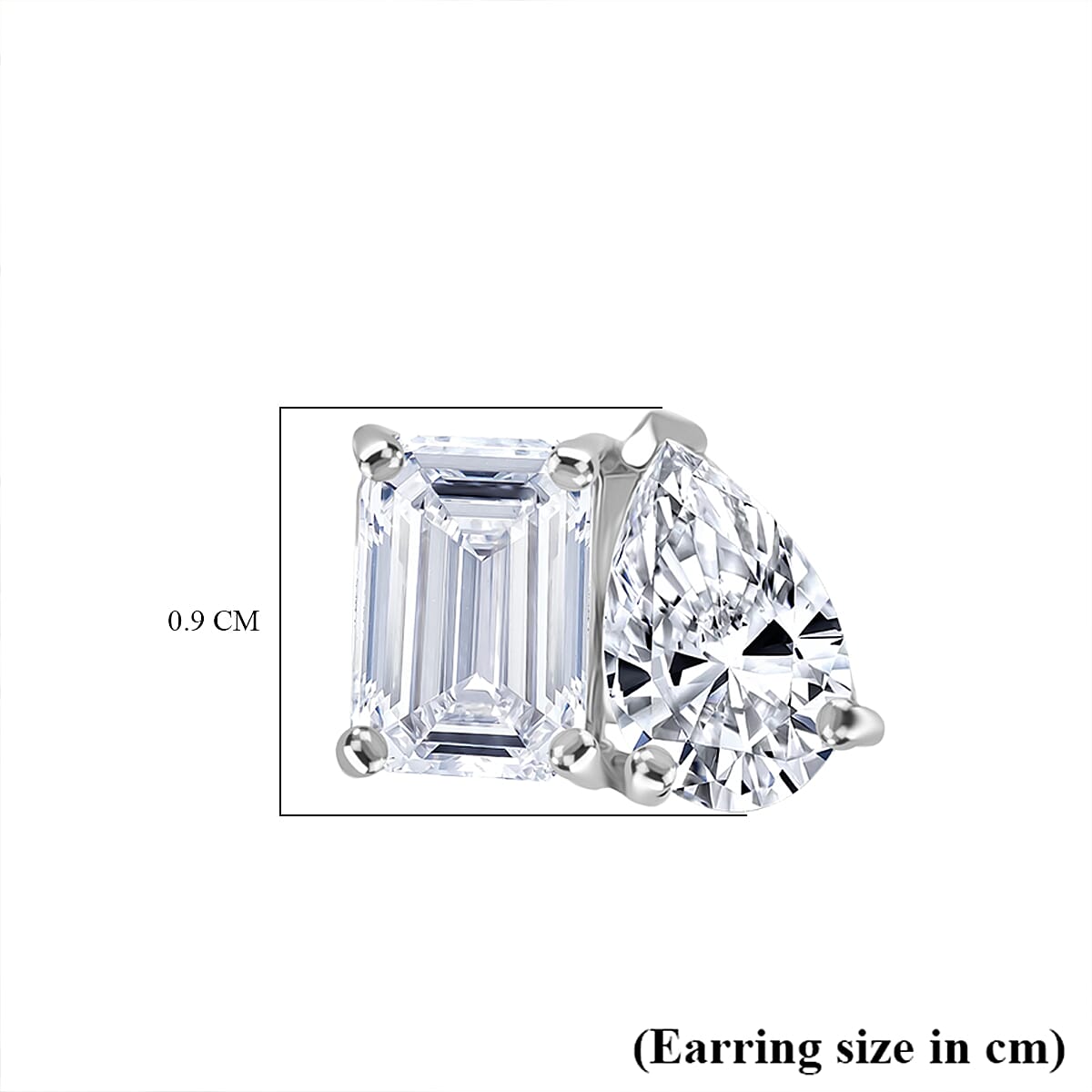 D'Joy Moissanite Solitaire Stud Push Post Earring in Rhodium Overlay Sterling Silver 3.66 Ct.