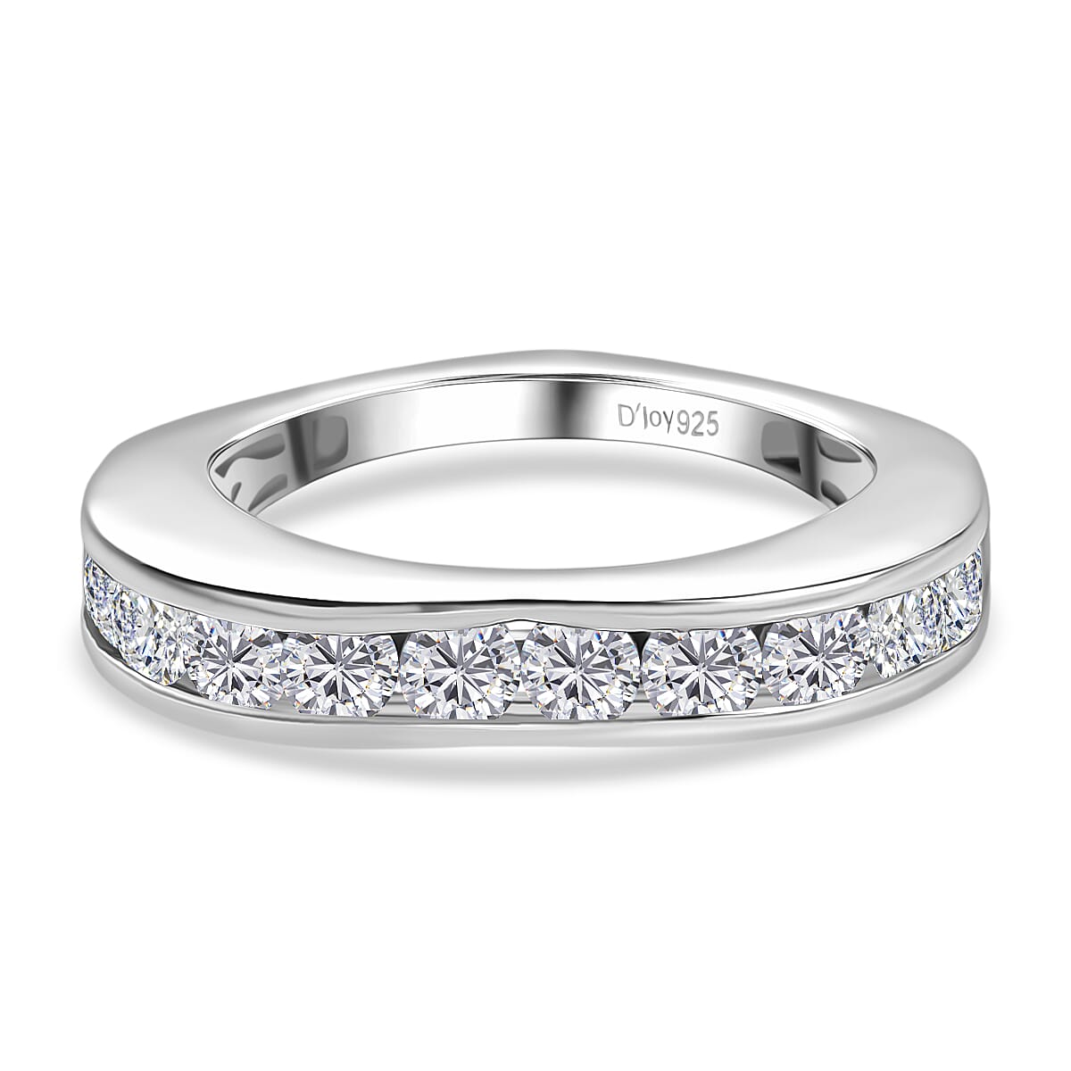 D'Joy Moissanite Band Ring in Platinum Overlay Sterling Silver 1.23 Ct.
