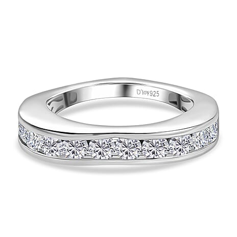 D'Joy Moissanite Band Ring in Platinum Overlay Sterling Silver 1.23 Ct.