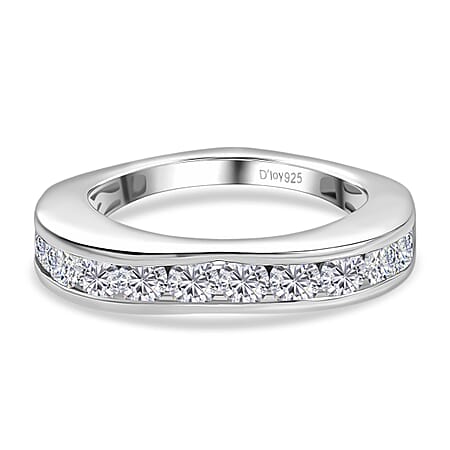 D'Joy Moissanite Band Ring in Platinum Overlay Sterling Silver 1.23 Ct. D'Joy Moissanite Band Ring in Platinum Overlay Sterling Silver 1.23 Ct.
